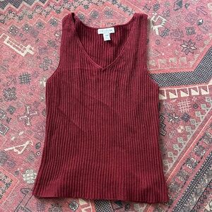 Jones New York Red Ribbed Tank Top